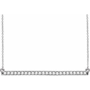Ladies Natural Diamond Bar Necklace (I2, H+) — 14K White Gold