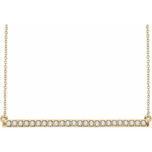 Ladies Natural Diamond Bar Necklace (I2, H+) — 14K Yellow Gold