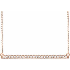 Ladies Natural Diamond Bar Necklace (I2, H+) — 14K Rose Gold