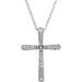 Ladies Natural Diamond Cross Necklace (I1, H+) — 14K White Gold