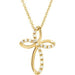 Ladies Natural Diamond Cross Necklace (I1, H+) — 14K Yellow Gold