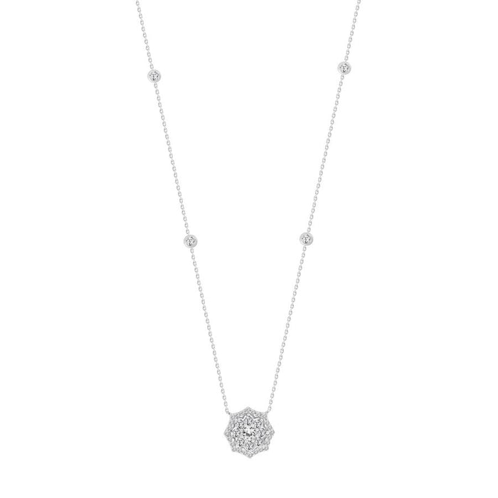 LADIES NECKLACE 1.00CT ROUND DIAMOND 14K WHITE GOLD (SI QUALITY)