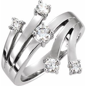 Ladies Natural Diamond Right Hand Ring (I1, G-H) — 14K White Gold