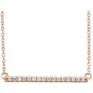 Ladies Natural Diamond Bar Necklace (I2, H+) — 14K Rose Gold