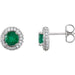 Ladies Natural Emerald Natural Diamond Earrings — Platinum
