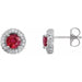 Ladies Natural Ruby Natural Diamond Earrings — Platinum