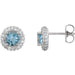 Ladies Natural Aquamarine Natural Diamond Earrings — 14K White Gold