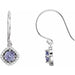 Ladies Natural Tanzanite Natural Diamond Earrings — 14K White Gold