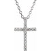 Ladies Natural Diamond Petite Cross Necklace (Si1, G-H) — 14K White Gold
