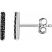 Ladies Natural Black Diamond Bar Earrings — 14K White Gold