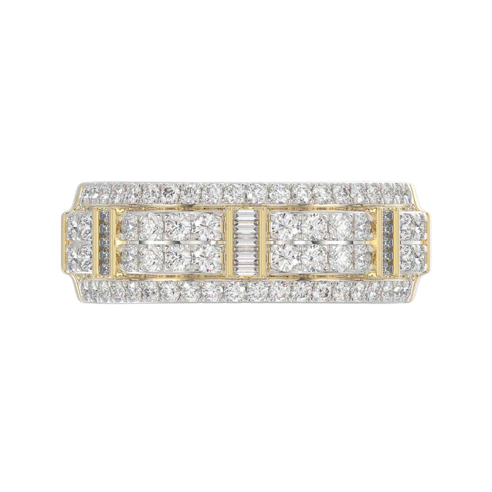 MEN'S BAND 1.00CT ROUND/BAGUETTE DIAMOND 10K YELLOW GOLD
