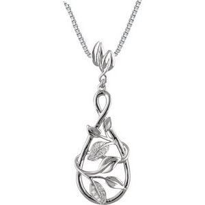 Ladies Natural Diamond Floral Necklace (I1, H+) — 14K White Gold