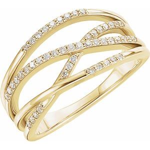 Ladies Natural Diamond Criss-Cross Ring (I1, G-H) — 14K Yellow Gold