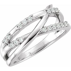 Ladies Natural Diamond Criss-Cross Ring (I1, G-H) — 14K White Gold