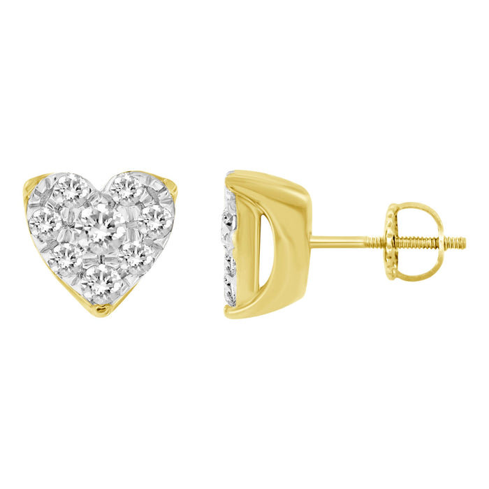 LADIES EARRING 0.25CT ROUND DIAMOND 10K YELLOW GOLD