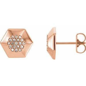 Ladies Natural Diamond Geometric Earrings — 14K Rose Gold