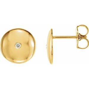 Ladies Natural Diamond Domed Earrings (I1, G-H) — 14K Yellow Gold