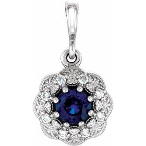 Ladies Natural Blue Sapphire Natural Diamond Pendant (Si2-Si3, G-H) — Platinum