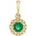 Ladies Natural Emerald Natural Diamond Halo-Style Pendant (I1, G-H) — 14K Yellow Gold