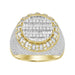 MEN'S RING 2.00CT ROUND/BAGUETTE DIAMOND 10K YELLOW GOLD