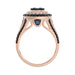 14K Rose Gold Multi Color Diamond Halo Ring 1.50Ct Blue, Dark Brown & Round Diamond Ladies Ring