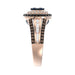 14K Rose Gold Multi Color Diamond Halo Ring 1.50Ct Blue, Dark Brown & Round Diamond Ladies Ring