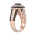 14K Rose Gold Multi Color Diamond Halo Ring 1.50Ct Blue, Dark Brown & Round Diamond Ladies Ring