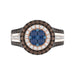 14K Rose Gold Multi Color Diamond Halo Ring 1.50Ct Blue, Dark Brown & Round Diamond Ladies Ring