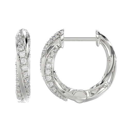 Elegant 10K White Gold Hoop Earrings Featuring 0.25Ct Round Diamonds With Brilliant Sparkle And Timeless Design. Perfect For Everyday Wear, Gifts, Ann