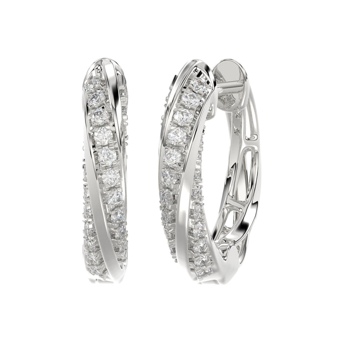 Elegant 10K White Gold Hoop Earrings Featuring 0.25Ct Round Diamonds With Brilliant Sparkle And Timeless Design. Perfect For Everyday Wear, Gifts, Ann