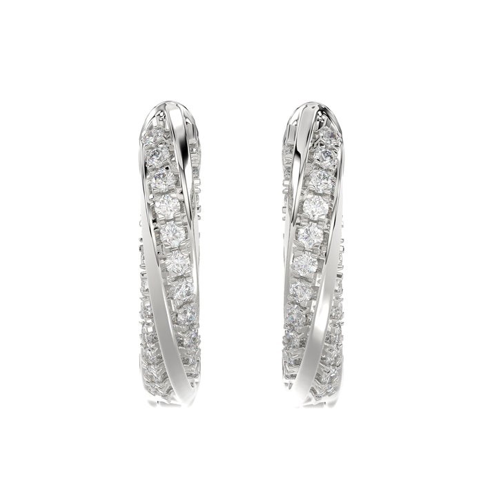 Elegant 10K White Gold Hoop Earrings Featuring 0.25Ct Round Diamonds With Brilliant Sparkle And Timeless Design. Perfect For Everyday Wear, Gifts, Ann