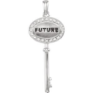 Ladies Natural Diamond "Future" Key Pendant (I1, H+) — Sterling Silver
