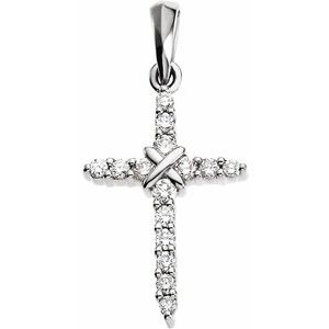 Ladies Natural Diamond Cross Pendant (Si1, G-H) — 14K White Gold