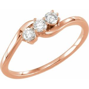 Ladies Natural Diamond Three-Stone Ring (I1, G-H) — 14K Rose Gold