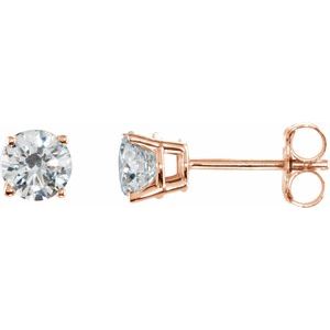 Ladies Natural Diamond Earrings (I3, G-H) — 14K Rose Gold