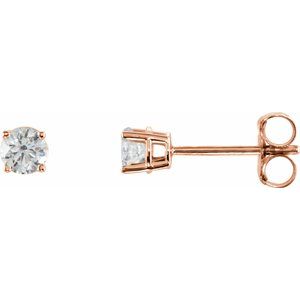 Ladies Natural Diamond Earrings (I2, G-H) — 14K Rose Gold