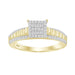 LADIES RING 0.25CT ROUND/BAGUETTE DIAMOND 10K YELLOW GOLD