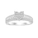Sterling Silver Ladies 0.25CT Round & Baguette Diamond Heart-Shaped Fashion Ring