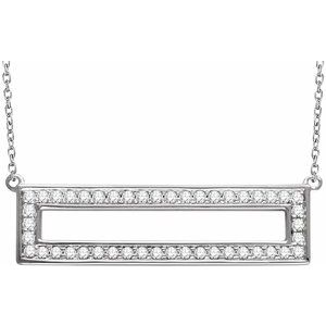 Ladies Natural Diamond Rectangle Necklace (I1, H+) — 14K White Gold