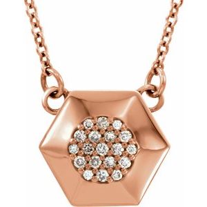 Ladies Natural Diamond Geometric Necklace (I1, G-H) — 14K Rose Gold