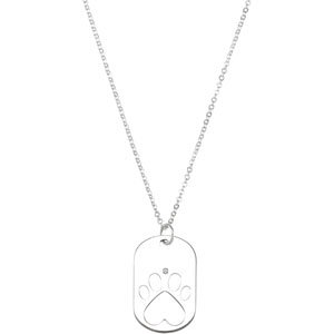 Ladies Natural Diamond Dog Tag Necklace (I1, G-H) — Sterling Silver