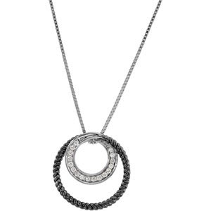 Ladies Black Rhodium-Plated Diamond Necklace — 14K White Gold