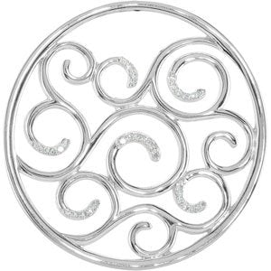Ladies Natural Diamond Scroll Pendant (I1, G-H) — Sterling Silver