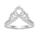 Sterling Silver Ladies 0.25CT Round Diamond Heart Crown Tiara Ring