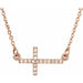 Ladies Natural Diamond Sideways Cross Necklace (I1, G-H) — 14K Rose Gold