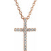 Ladies Natural Diamond Petite Cross Necklace (I1, G-H) — 14K Rose Gold