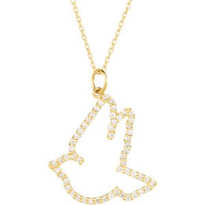 Ladies Natural Diamond Dove Necklace (I1, G-H) — 14K Yellow Gold