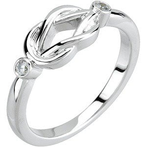 Ladies Natural Diamond Knot Ring (I1, G-H) — 14K White Gold