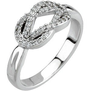 Ladies Natural Diamond Knot Ring (I1, G-H) — 14K White Gold
