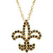 Ladies Natural Black Diamond Fleur-de-Lis Necklace (Opaque, Black) — 14K Yellow Gold